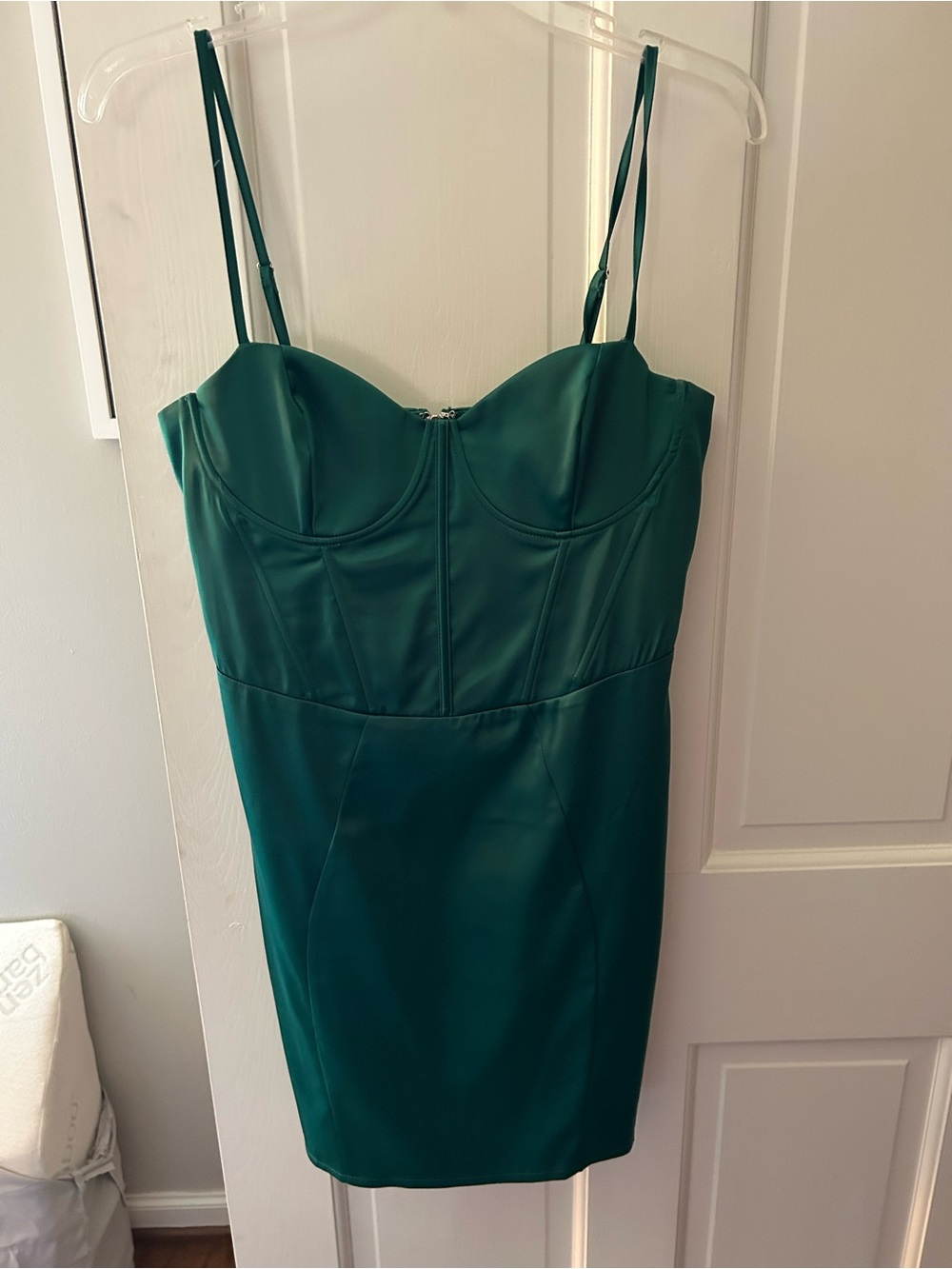 Forever 21 Emerald Green Satin Bustier Mini Dress